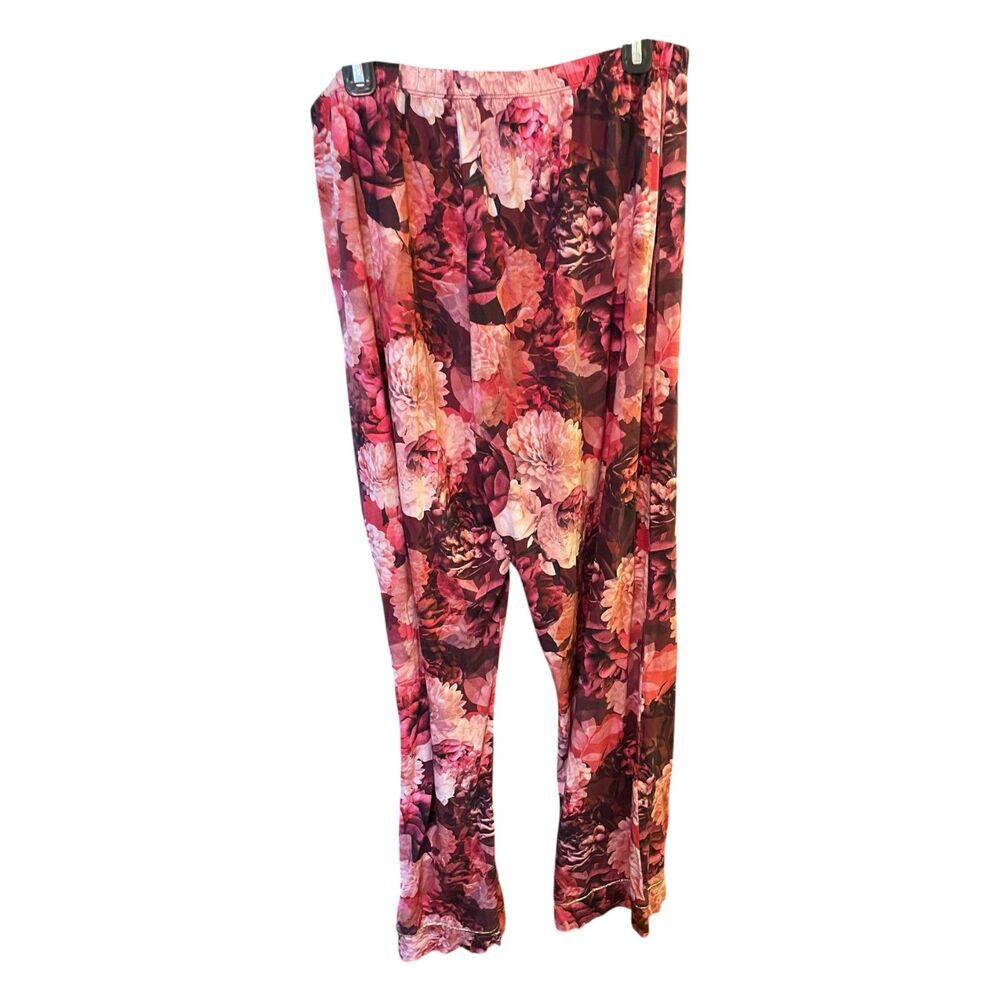 Johnny Was Carly Long Pajamas Lounge PANTS ONLY Rosas Pink/Red Floral Boho 1X